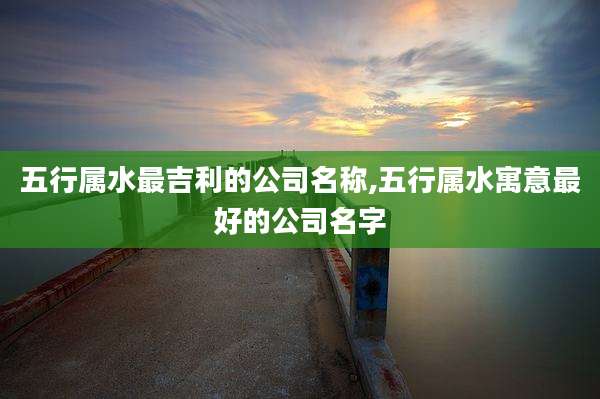 五行属水最吉利的公司名称,五行属水寓意最好的公司名字