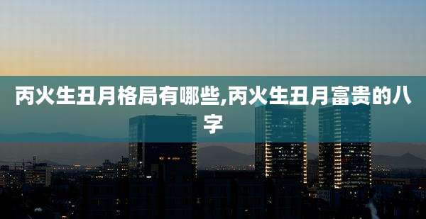 丙火生丑月格局有哪些,丙火生丑月富贵的八字