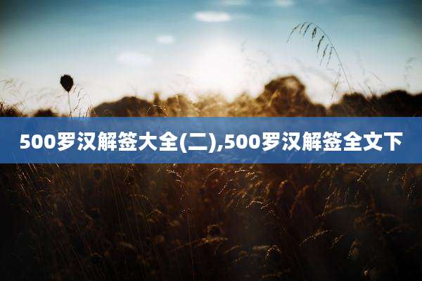 500罗汉解签大全(二),500罗汉解签全文下