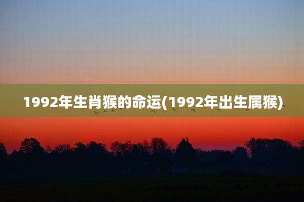 1992年生肖猴的命运(1992年出生属猴)