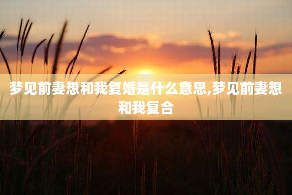 梦见前妻想和我复婚是什么意思,梦见前妻想和我复合