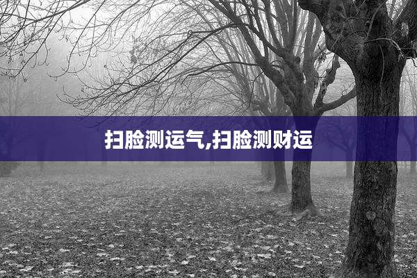 扫脸测运气,扫脸测财运