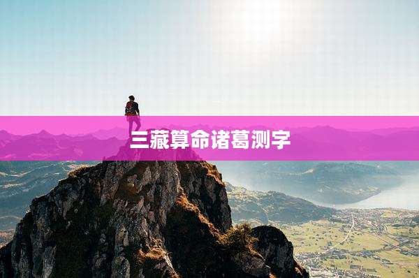 三藏算命诸葛测字