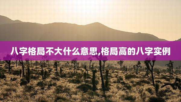 八字格局不大什么意思,格局高的八字实例