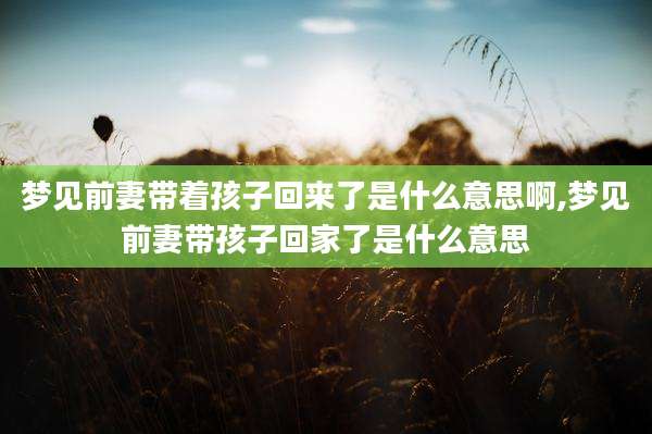 梦见前妻带着孩子回来了是什么意思啊,梦见前妻带孩子回家了是什么意思
