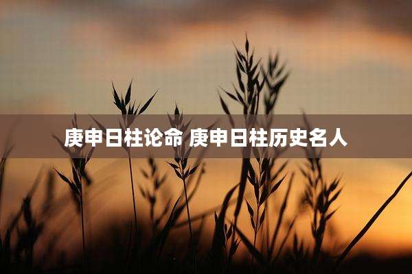 庚申日柱论命 庚申日柱历史名人
