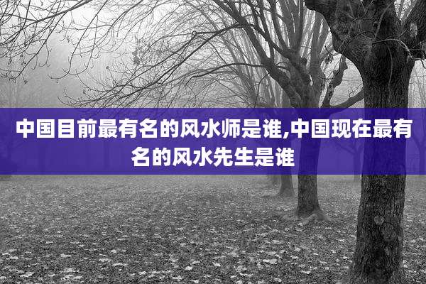 中国目前最有名的风水师是谁,中国现在最有名的风水先生是谁