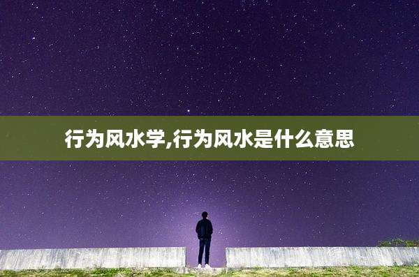 行为风水学,行为风水是什么意思