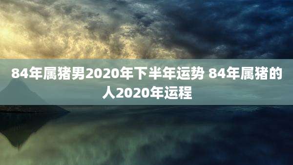 84年属猪男2020年下半年运势 84年属猪的人2020年运程