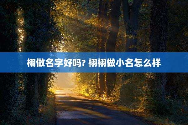 栩做名字好吗? 栩栩做小名怎么样