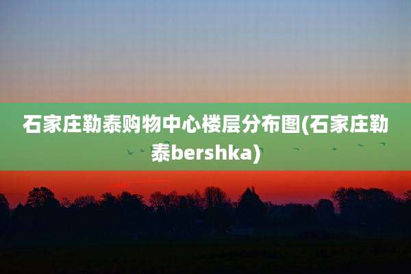石家庄勒泰购物中心楼层分布图(石家庄勒泰bershka)