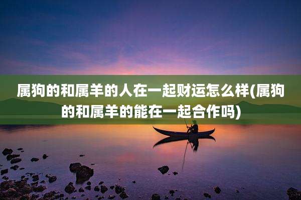 属狗的和属羊的人在一起财运怎么样(属狗的和属羊的能在一起合作吗)