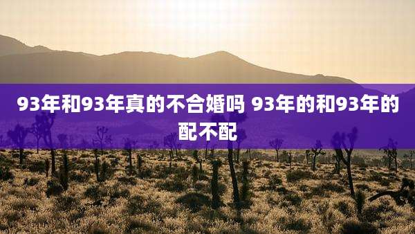 93年和93年真的不合婚吗 93年的和93年的配不配