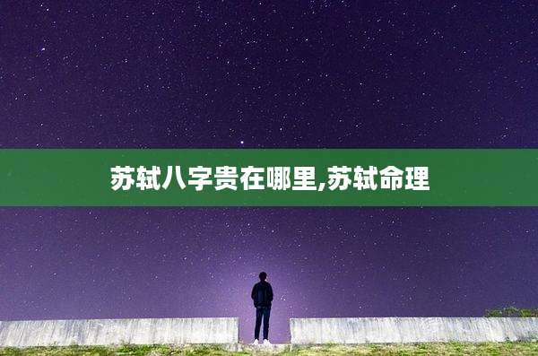 苏轼八字贵在哪里,苏轼命理