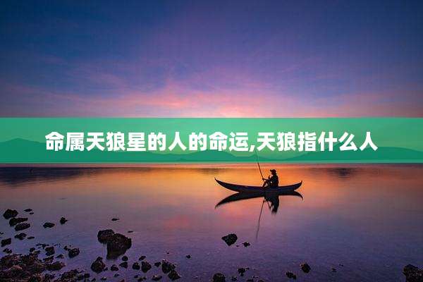 命属天狼星的人的命运,天狼指什么人