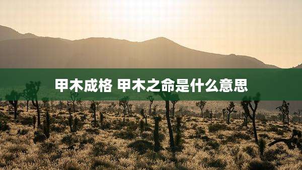 甲木成格 甲木之命是什么意思