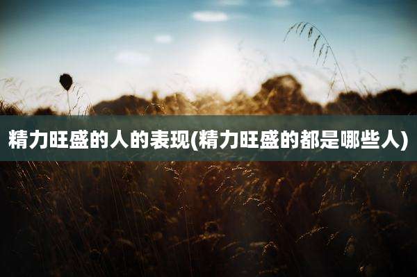 精力旺盛的人的表现(精力旺盛的都是哪些人)