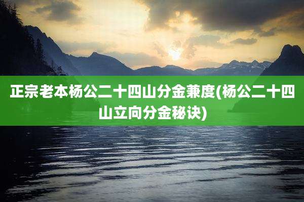正宗老本杨公二十四山分金兼度(杨公二十四山立向分金秘诀)