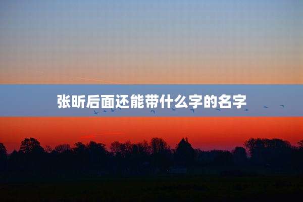 张昕后面还能带什么字的名字