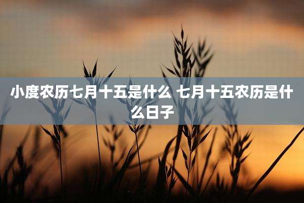 小度农历七月十五是什么 七月十五农历是什么日子
