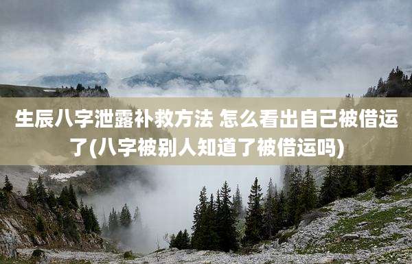 生辰八字泄露补救方法 怎么看出自己被借运了(八字被别人知道了被借运吗)
