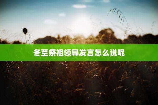 冬至祭祖领导发言怎么说呢