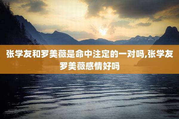 张学友和罗美薇是命中注定的一对吗,张学友罗美薇感情好吗
