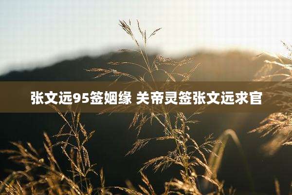 张文远95签姻缘 关帝灵签张文远求官