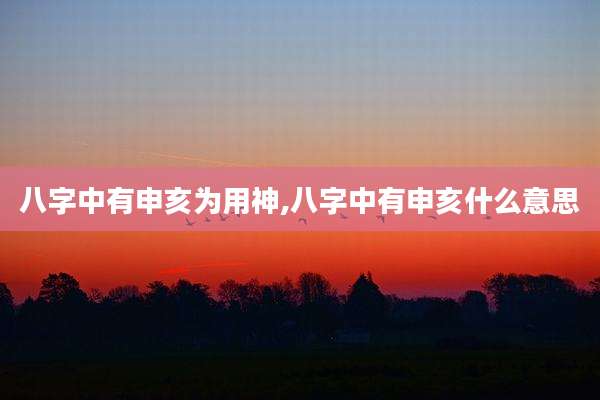 八字中有申亥为用神,八字中有申亥什么意思