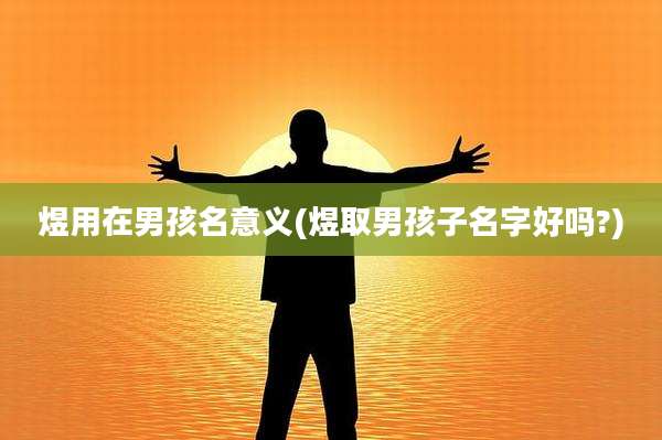 煜用在男孩名意义(煜取男孩子名字好吗?)