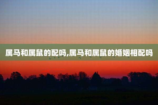 属马和属鼠的配吗,属马和属鼠的婚姻相配吗