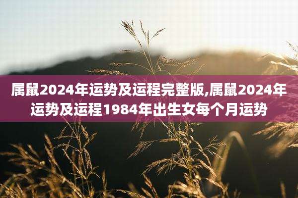 属鼠2024年运势及运程完整版,属鼠2024年运势及运程1984年出生女每个月运势
