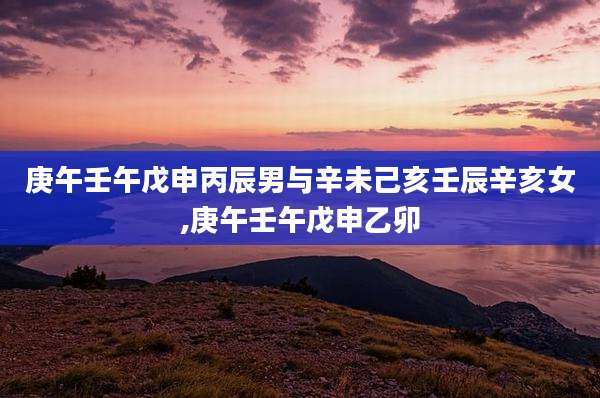 庚午壬午戊申丙辰男与辛未己亥壬辰辛亥女,庚午壬午戊申乙卯