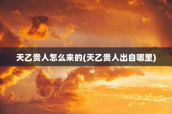 天乙贵人怎么来的(天乙贵人出自哪里)