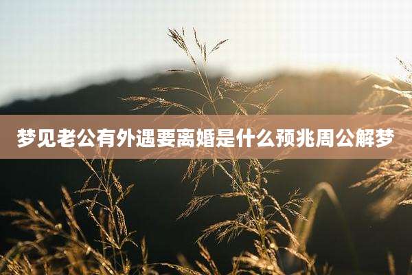 梦见老公有外遇要离婚是什么预兆周公解梦