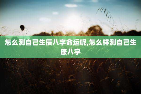 怎么测自己生辰八字命运呢,怎么样测自己生辰八字