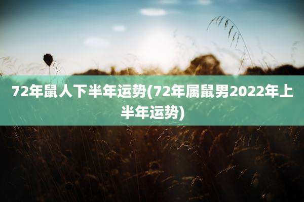 72年鼠人下半年运势(72年属鼠男2022年上半年运势)