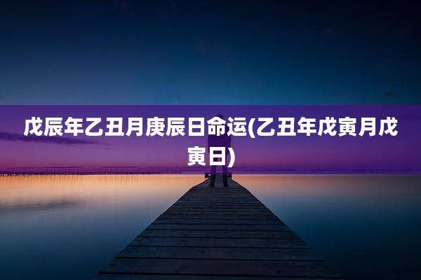 戊辰年乙丑月庚辰日命运(乙丑年戊寅月戊寅日)