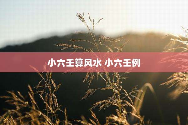 小六壬算风水 小六壬例