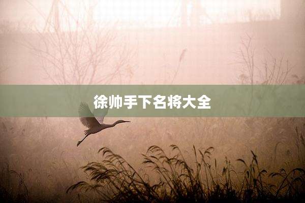 徐帅手下名将大全