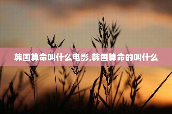 韩国算命叫什么电影,韩国算命的叫什么