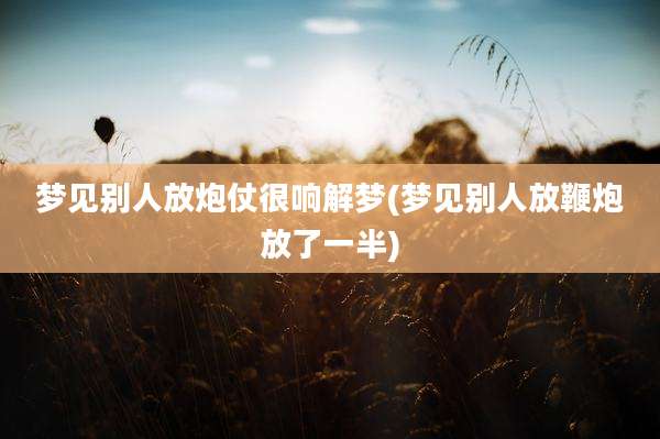 梦见别人放炮仗很响解梦(梦见别人放鞭炮放了一半)