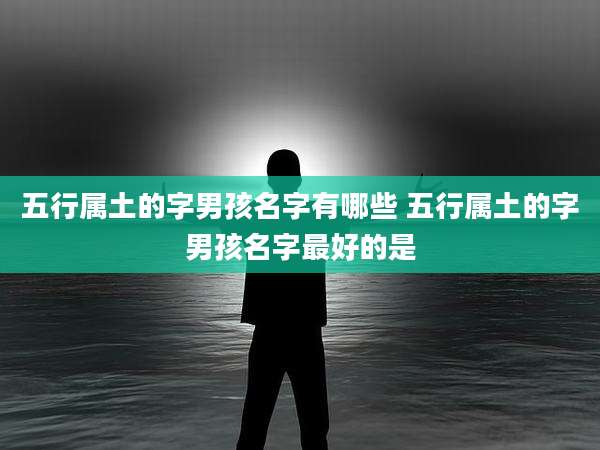 五行属土的字男孩名字有哪些 五行属土的字男孩名字最好的是
