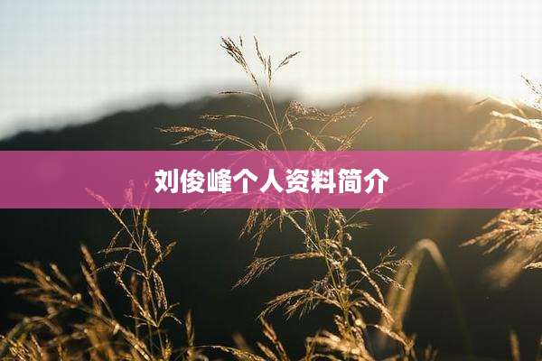 刘俊峰个人资料简介