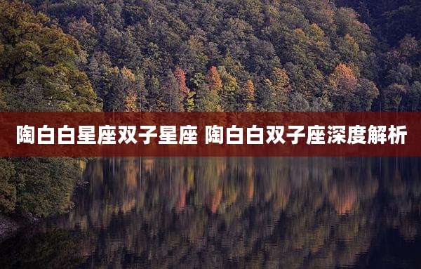 陶白白星座双子星座 陶白白双子座深度解析