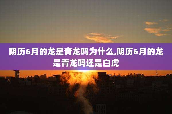 阴历6月的龙是青龙吗为什么,阴历6月的龙是青龙吗还是白虎