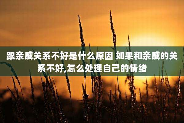 跟亲戚关系不好是什么原因 如果和亲戚的关系不好,怎么处理自己的情绪