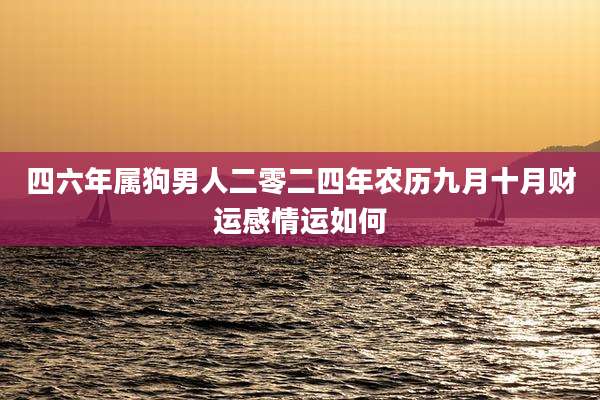 四六年属狗男人二零二四年农历九月十月财运感情运如何