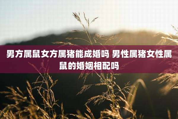 男方属鼠女方属猪能成婚吗 男性属猪女性属鼠的婚姻相配吗
