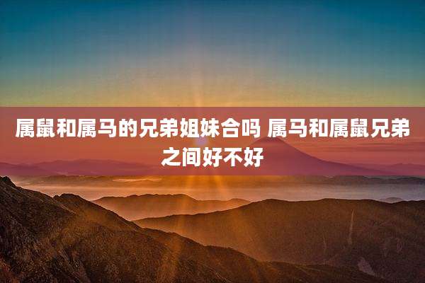 属鼠和属马的兄弟姐妹合吗 属马和属鼠兄弟之间好不好